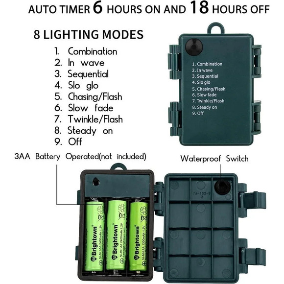 2 Pack Battery Operated C6 Christmas String Lights 20ft 60 LED Faceted Christmas - Picture 4 of 7